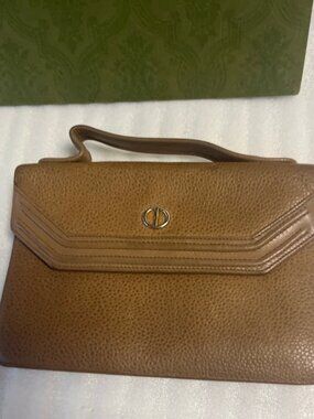 Christian Dior Brown Leather Evening bag CD Dior top handle bag Dior Clutch Dust
